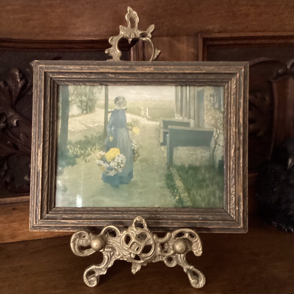 Vintage: Flower Girl in Holland Print ~ by George Hitchcock.